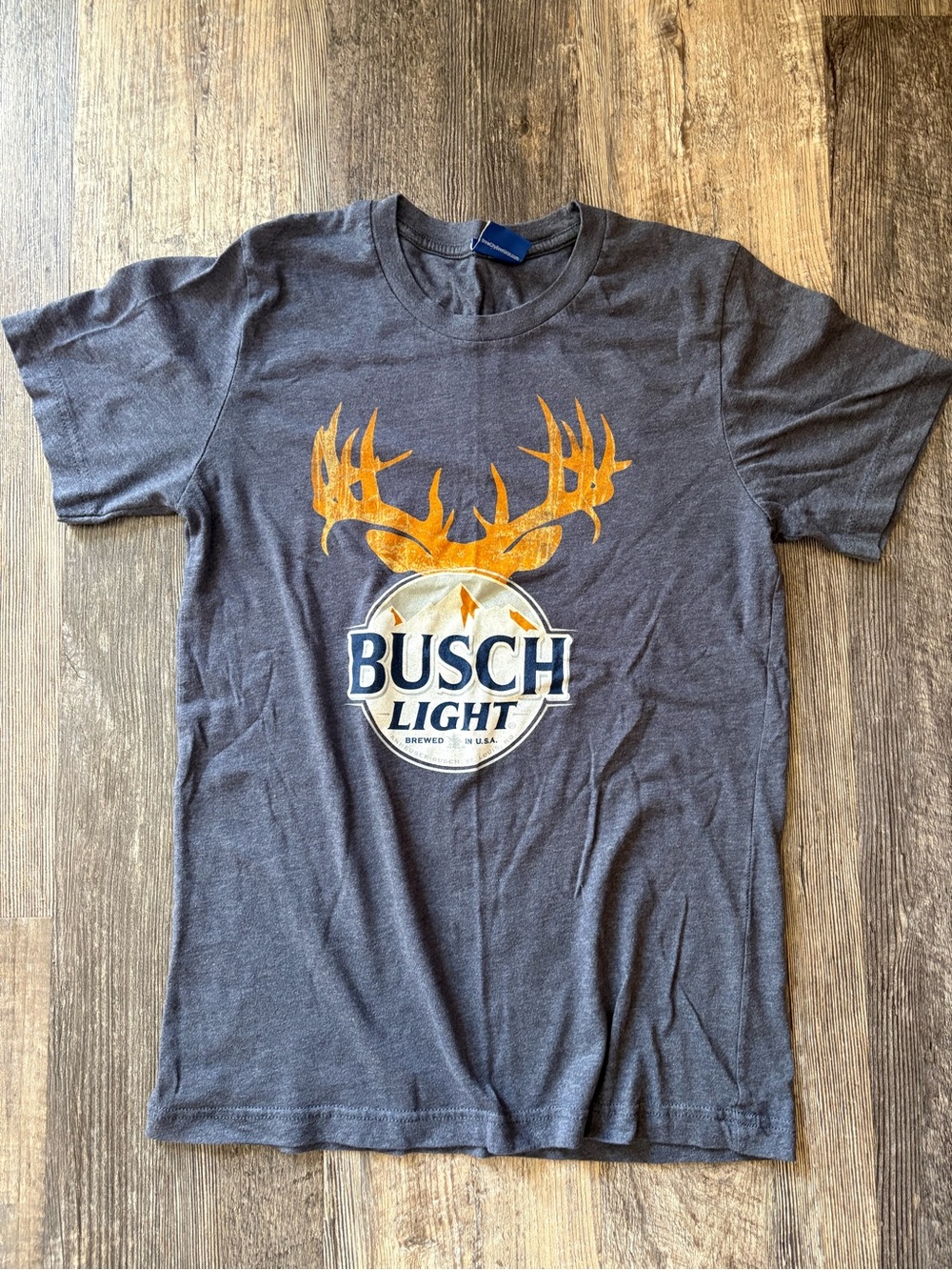 Men's or women’s unisex small Gray Graphic T-Shirt - Busch Light Deer Antler Log